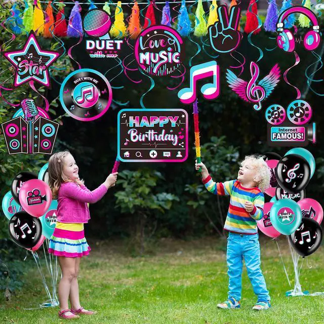 Alt view image 5 of 6 - 30 Pieces Music Party Decoration Music Short Video Party Hanging Swirls Decor for Boys Girls Adults Karaoke Birthday Dj Short Video Social Media Theme Baby Shower Supplies