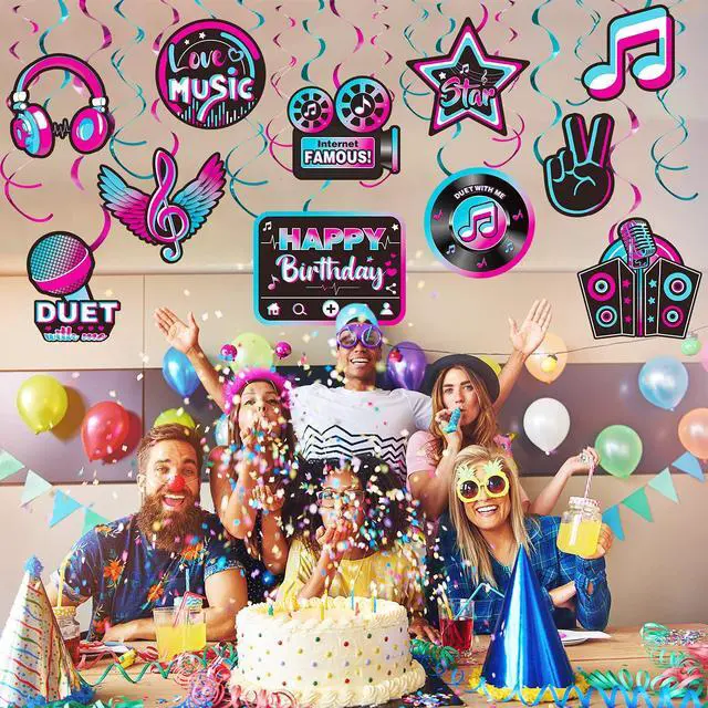 Alt view image 6 of 6 - 30 Pieces Music Party Decoration Music Short Video Party Hanging Swirls Decor for Boys Girls Adults Karaoke Birthday Dj Short Video Social Media Theme Baby Shower Supplies