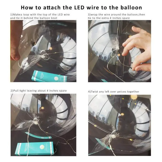 Alt view image 5 of 7 - warm white led balloons with batteries, wedding proposal decorations clear transparent for helium or air, birthday party, halloween decor