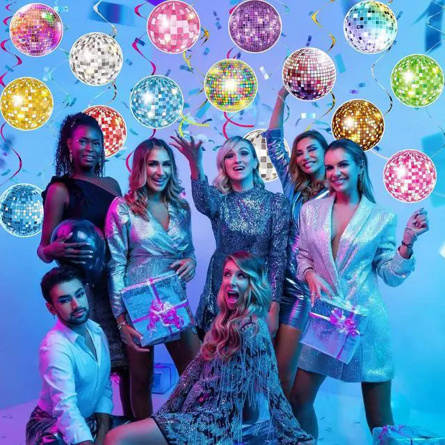 Alt view image 7 of 7 - 35Pcs Disco Party Hanging Swirl Decor, 50s 70s 80s 90s Colorful Disco Ball Birthday Party Decorations disco Themed Party Swirls Streamers Ceiling Supplies for 1950s 1970s Birthday Party Supplies