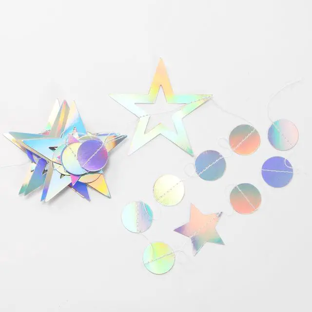 Alt view image 3 of 7 - Iridescent-Disco Holographic-Euphoria Star Party-Decoration Garland - 52ft Neon Twinkle Twinkle Little Star Streamers,Wedding Birthday Bachelorette Baby Bridal Shower Engagement Lasting Surprise