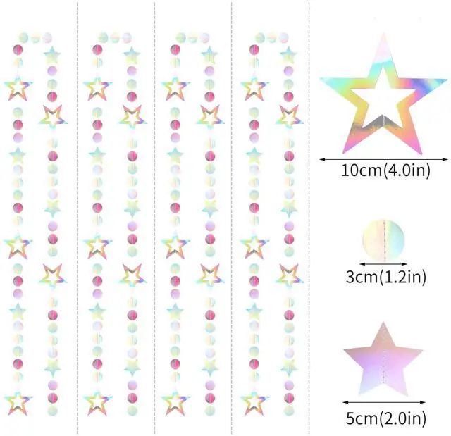 Alt view image 2 of 7 - Iridescent-Disco Holographic-Euphoria Star Party-Decoration Garland - 52ft Neon Twinkle Twinkle Little Star Streamers,Wedding Birthday Bachelorette Baby Bridal Shower Engagement Lasting Surprise