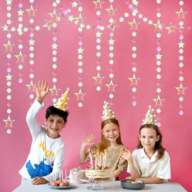 Alt view image 5 of 7 - Iridescent-Disco Holographic-Euphoria Star Party-Decoration Garland - 52ft Neon Twinkle Twinkle Little Star Streamers,Wedding Birthday Bachelorette Baby Bridal Shower Engagement Lasting Surprise