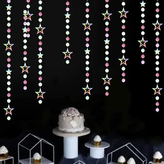 Alt view image 6 of 7 - Iridescent-Disco Holographic-Euphoria Star Party-Decoration Garland - 52ft Neon Twinkle Twinkle Little Star Streamers,Wedding Birthday Bachelorette Baby Bridal Shower Engagement Lasting Surprise