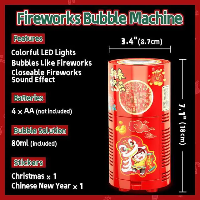 Alt view image 2 of 6 - Fireworks Bubble Machine (13 Holes) with Dazzling RGB LED Lights, Automatic Sparklers Blower Toys, Portable Bubble Maker for Kids Party Wedding Christmas Chinese New Year, Birthday Balloons Decoration