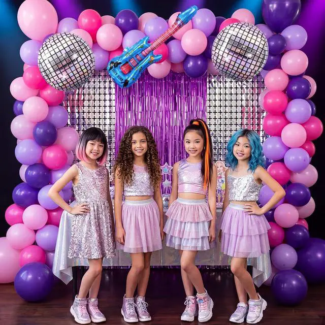 Alt view image 5 of 6 - 157 Pcs K Pop Party Decoration Kit Holographic Tassels Music Balloons Arch Kit with Disco Ball Blue Guitar Balloon for Disco Music Backdrop Prom Fan Gatherings Birthday Party Decor