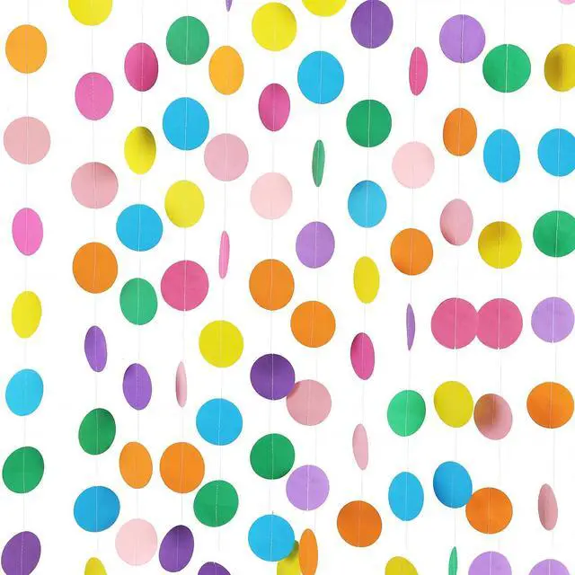 Main image of 5pcs Colorful Paper Garland Party Decorations Circle Dots Hanging Rainbow Decorations for Birthday Wedding Baby Shower Classroom Candyland Streamers Party Supplies (66ft)