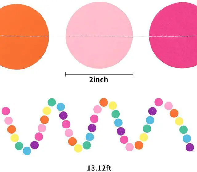 Alt view image 2 of 7 - 5pcs Colorful Paper Garland Party Decorations Circle Dots Hanging Rainbow Decorations for Birthday Wedding Baby Shower Classroom Candyland Streamers Party Supplies (66ft)