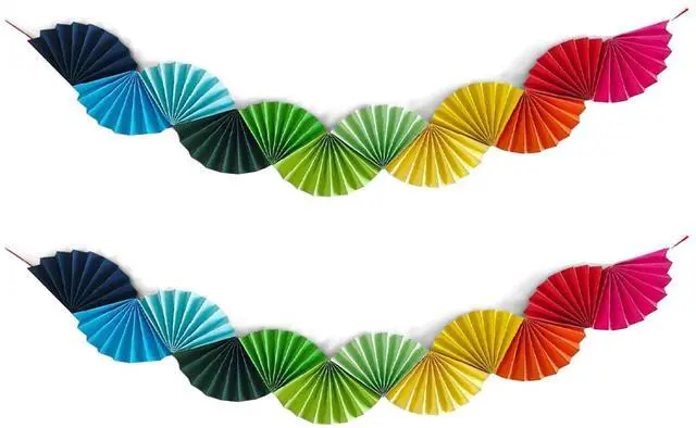 Main image of Banner Garland Fan-Shaped, Rainbow Colors Wall Decor Party Decorations for Birthday Wedding College Nurse Graduation Holiday New Year, Festive Supplies