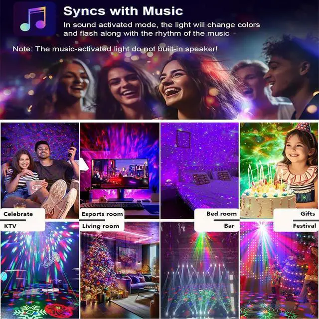 Alt view image 5 of 7 - Disco Ball Party Lights,DJ Disco Lights Sound Activated LED Stage Strobe Light Star Ocean Projector with Remote Control for Home Decoration Parties Gift Club Bar Festival Christmas Birthday Wedding