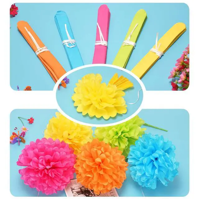 Alt view image 2 of 7 - Colorful Paper Party Decorations, Tissue Paper Flower&Party Pom Poms wth Swirl Streamers, Premium Material with Vivid Colors, Hanging Décor for Birthday/Wedding/Bridal Shower/Bachelorette