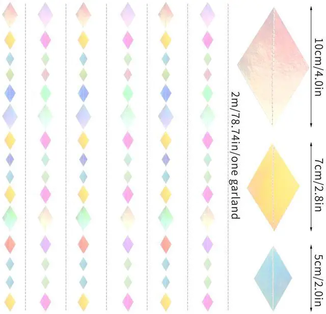 Alt view image 2 of 7 - Iridescent Disco-Holographic Party-Decoration Garland - 52Ft Bachelorette Baby Bridal Shower Hanging Paper Streamers,Wedding Birthday Engagement Valentines Day Decor Supplies Lasting Surprise