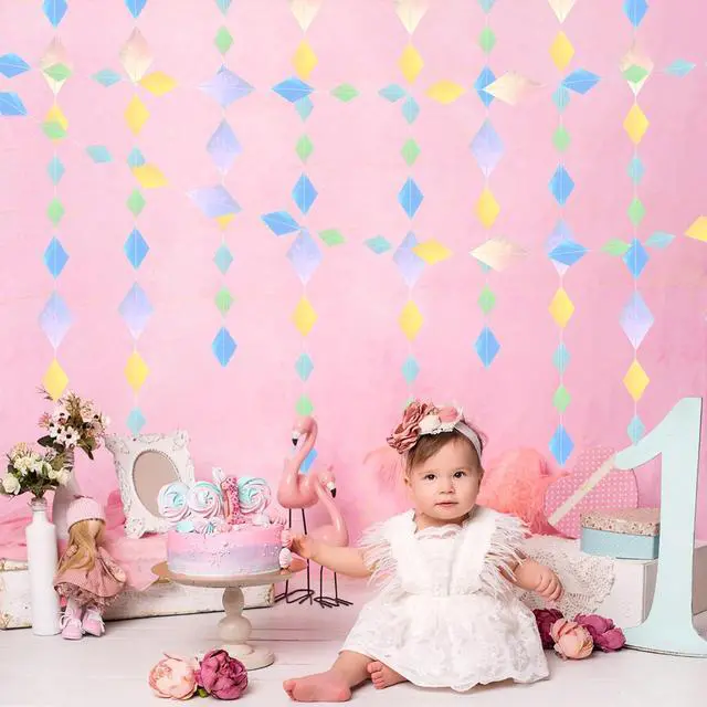 Alt view image 3 of 7 - Iridescent Disco-Holographic Party-Decoration Garland - 52Ft Bachelorette Baby Bridal Shower Hanging Paper Streamers,Wedding Birthday Engagement Valentines Day Decor Supplies Lasting Surprise