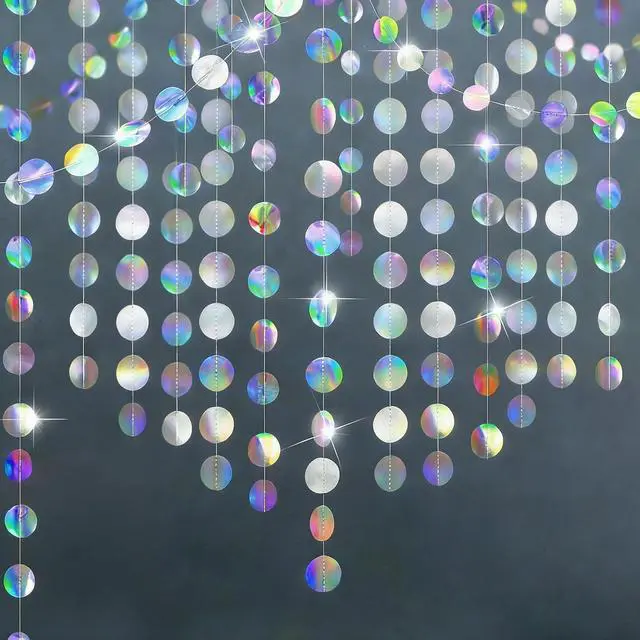 Main image of 6 Pack 13Ft Iridescent Circle Garlands Holographic Party Decorations Hanging Streamers Banner for Wall Wedding Birthday Graduation Disco Party Decor