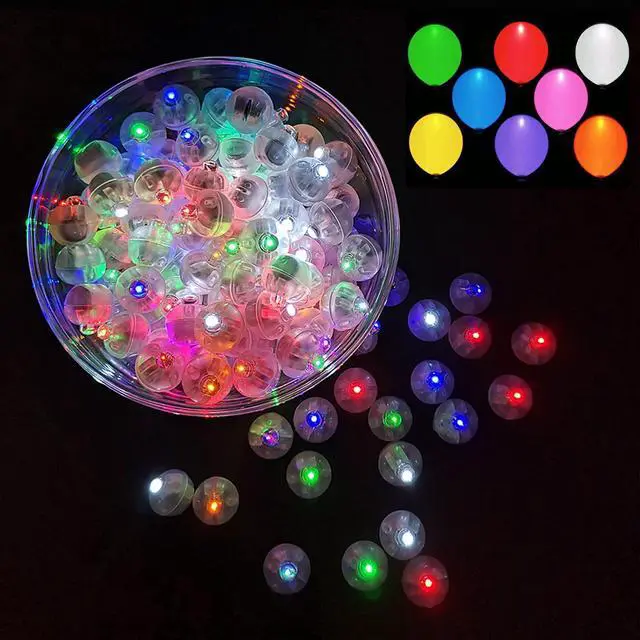 Main image of 100pcs Multicolor LED Balloon Lights, Rainbow Colored Round Led Flash Mini Ball Lights for Paper Lantern Balloon, Indoor Outdoor Party Event Fun Birthday Party Wedding Halloween Christmas Decorations