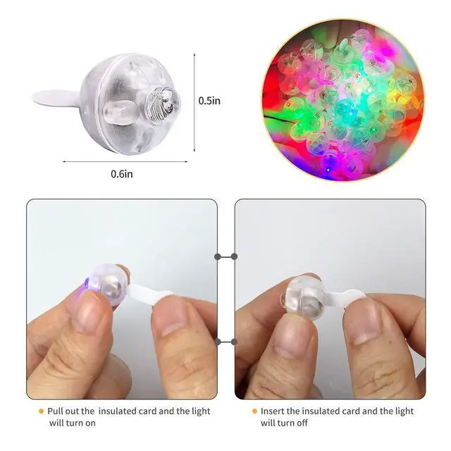 Alt view image 3 of 6 - 100pcs Multicolor LED Balloon Lights, Rainbow Colored Round Led Flash Mini Ball Lights for Paper Lantern Balloon, Indoor Outdoor Party Event Fun Birthday Party Wedding Halloween Christmas Decorations