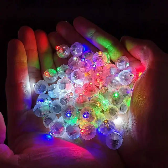 Alt view image 2 of 6 - 100pcs Multicolor LED Balloon Lights, Rainbow Colored Round Led Flash Mini Ball Lights for Paper Lantern Balloon, Indoor Outdoor Party Event Fun Birthday Party Wedding Halloween Christmas Decorations