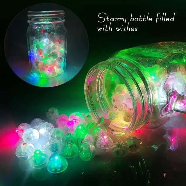 Alt view image 4 of 6 - 100pcs Multicolor LED Balloon Lights, Rainbow Colored Round Led Flash Mini Ball Lights for Paper Lantern Balloon, Indoor Outdoor Party Event Fun Birthday Party Wedding Halloween Christmas Decorations