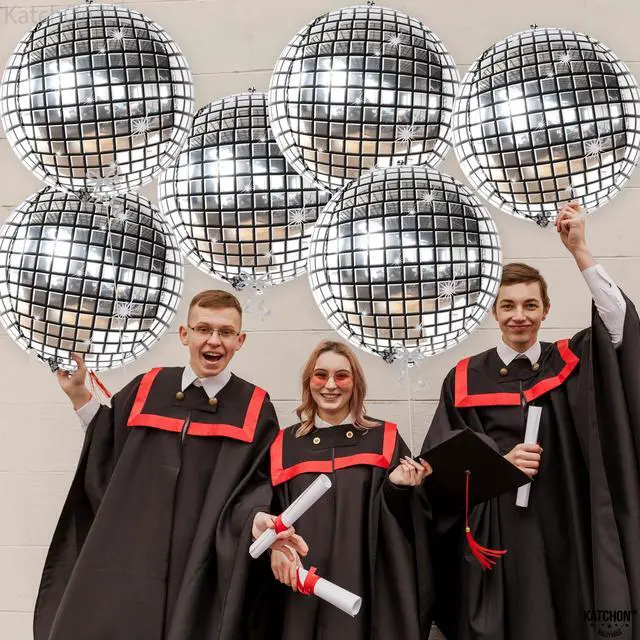 Alt view image 2 of 7 - , Big Silver Disco Ball Balloons - 22 Inch, Pack of 6 | Disco Party Decorations, 4D Sphere Disco Balloons for 70s Theme Party Decor, Bachelorette Party Decorations | Graduation Decorations 2026