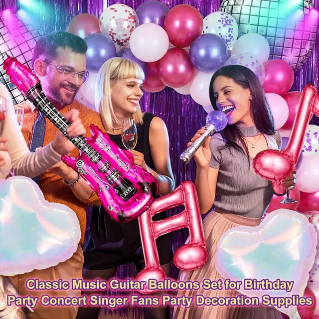 Alt view image 7 of 7 - 63 Pcs Music Dance Party Decorations Set for Kpop Party Decorations,Purple Pink Music Note Balloons Purple TableclothTinsel Streamers Foil Fringe for Disco Birthday Concert Dance Decor