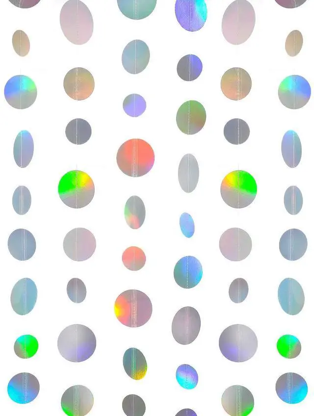 Main image of Holographic Paper Garland Shiny Iridescent Circle Dots Party Streamer Banner Backdrop Hanging Decorations, 20 Feet in Total