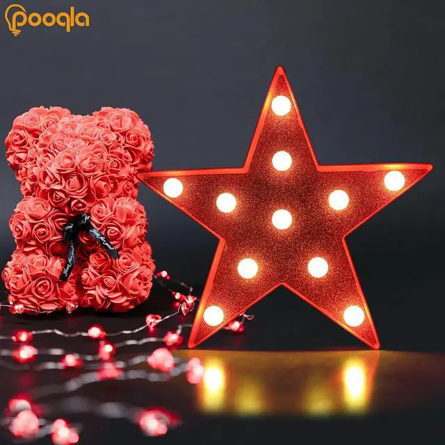 Alt view image 2 of 6 - Star Marquee Lights, Glitter LED Marquee, Red Light Up Star - Battery Powered Night Light for Birthday Party, Wedding, Christmas Decoration
