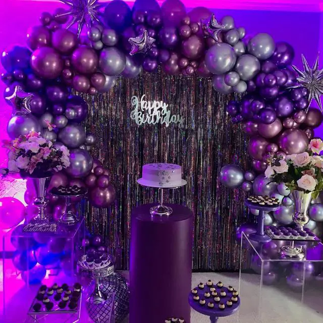 Alt view image 7 of 7 - CANREVEL 2 Pack 3.3x8.2 Feet Laser Black Foil Fringe Backdrop Curtains, Tinsel Streamers Birthday Party Decorations, Fringe Backdrop for Graduation, Halloween, Happy New Year, Disco Party