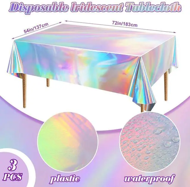 Alt view image 4 of 7 - 8 PCS Iridescent Kpop Party Decorations Twinkle Little Star Streamers Hanging Banner Tablecloths Disposable Tinsel Foil Fringe Curtains Wavy Backdrop Birthday Baby Bridal Shower Decor
