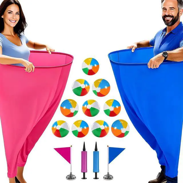 Main image of Granny Pants Yard Game for Adults (40 in * 31.5 in),2Pcs Granny Pants Outdoor Games with 10 Bouncy Balls,2 Pumps & Flags, Granny Pants Game for Family Carnival Party Reunion Gathering(Large)