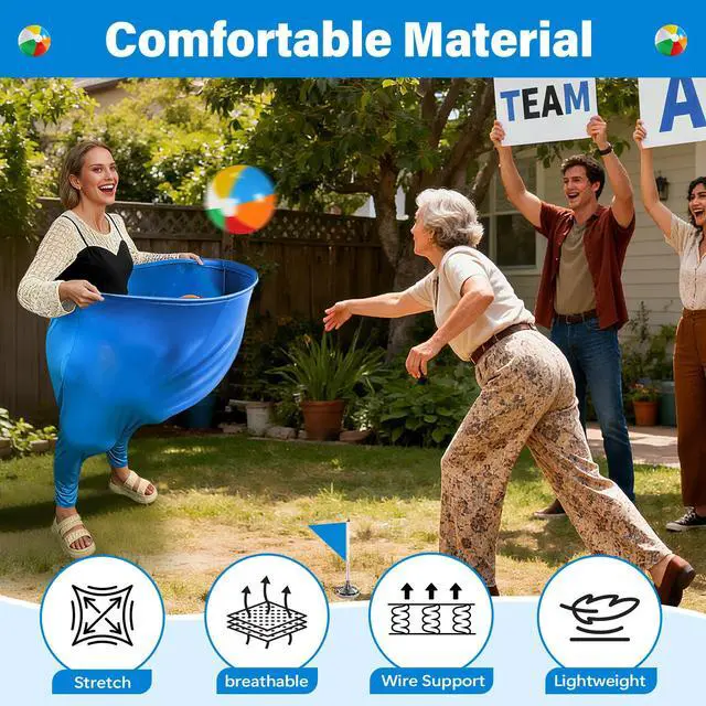 Alt view image 2 of 7 - Granny Pants Yard Game for Adults (40 in * 31.5 in),2Pcs Granny Pants Outdoor Games with 10 Bouncy Balls,2 Pumps & Flags, Granny Pants Game for Family Carnival Party Reunion Gathering(Large)