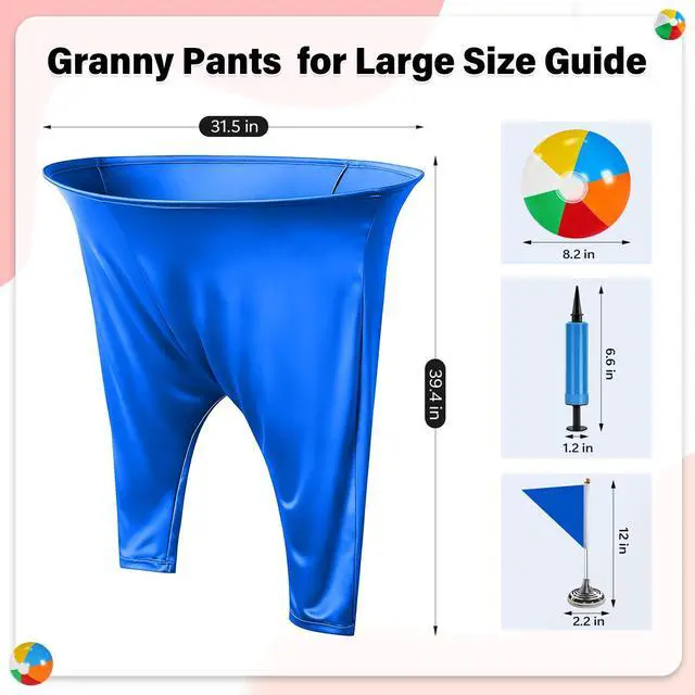 Alt view image 4 of 7 - Granny Pants Yard Game for Adults (40 in * 31.5 in),2Pcs Granny Pants Outdoor Games with 10 Bouncy Balls,2 Pumps & Flags, Granny Pants Game for Family Carnival Party Reunion Gathering(Large)
