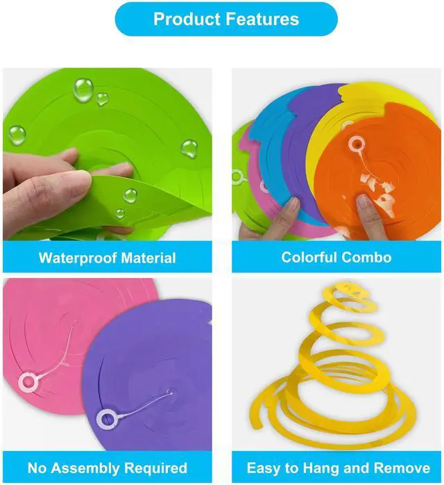 Alt view image 5 of 7 - 42-Piece Hanging Swirl Decorations for Ceiling, Shiny Waterproof Colorful Streamers with Single & Double Spirals for Birthday Parties, Indoor & Outdoor Events, Easter & Holiday Celebrations