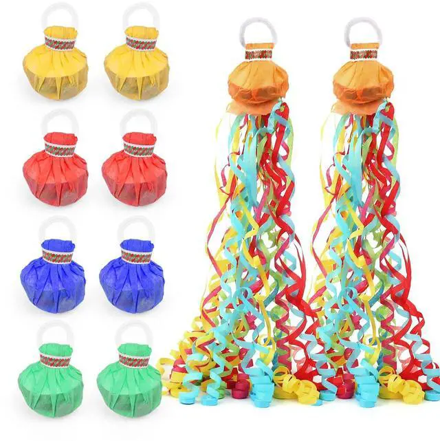 Main image of 10Pack Colorful Streamer Poppers, No Mess Multi-Color Paper Crackers, Hand Throw Confetti Streamers for Birthday, Wedding, Party Celebrations
