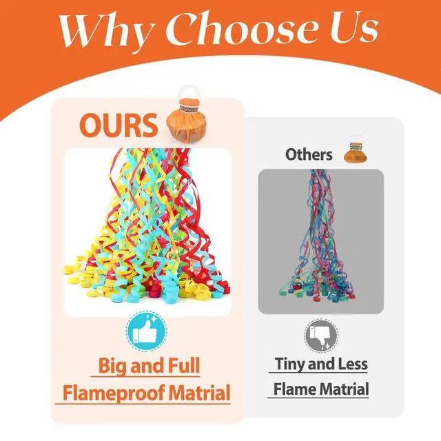 Alt view image 2 of 7 - 10Pack Colorful Streamer Poppers, No Mess Multi-Color Paper Crackers, Hand Throw Confetti Streamers for Birthday, Wedding, Party Celebrations