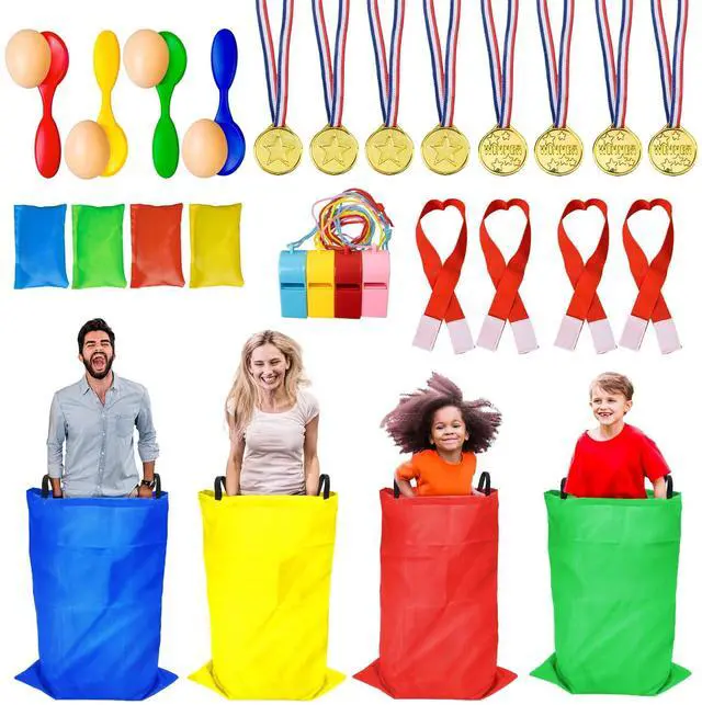 Main image of Potato Sack Race Bags - Sack Race Bags for Adults and Kids, Bean Bag Toss Game, 3 Legged Relay Race, Egg Spoon Game, Carnival Outdoor Lawn Game for Easter, Halloween, Christmas, Birthday Party
