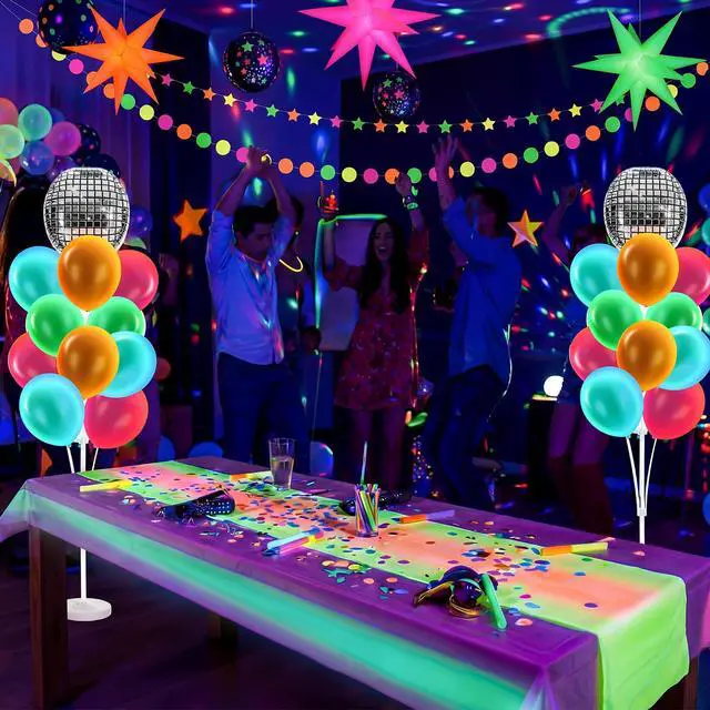 Alt view image 7 of 7 - 2 Sets Balloon Tower Stand Kit, Pcs 12 Inch Balloons, and 2 Pcs Balloons, Entire Balloon Column Kit for Theme Birthday, Carnival Party Decoration(32,Disco)