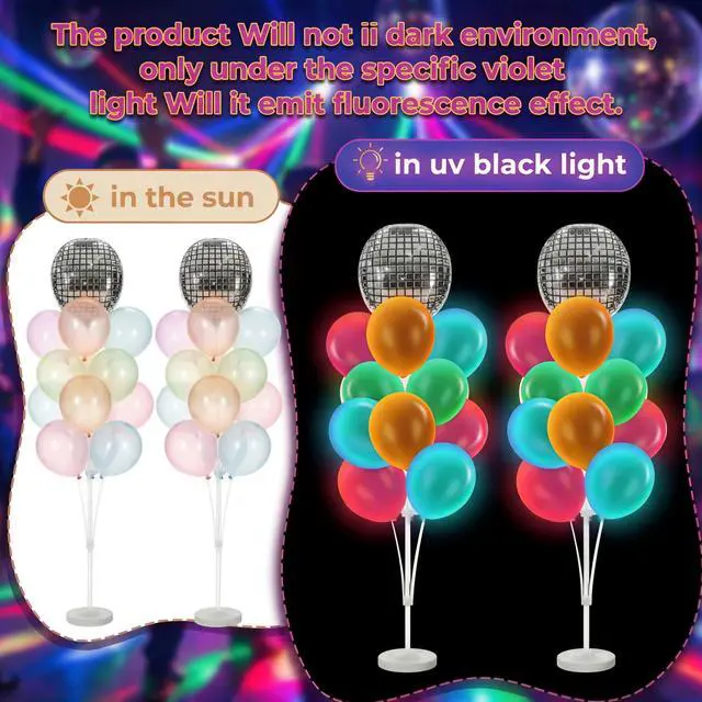 Alt view image 4 of 7 - 2 Sets Balloon Tower Stand Kit, Pcs 12 Inch Balloons, and 2 Pcs Balloons, Entire Balloon Column Kit for Theme Birthday, Carnival Party Decoration(32,Disco)