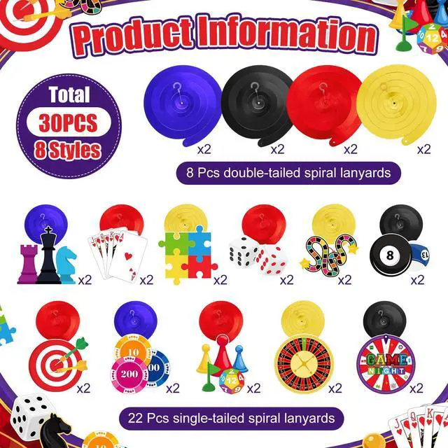 Alt view image 3 of 6 - 52 Pcs Game Night Hanging Swirl Decorations Game Night Ceiling Hanging Swirls Funny Chess Card Games Ceiling Streamers for Adults Family Birthday Casino Gamer Party Supplies Decor(Games)
