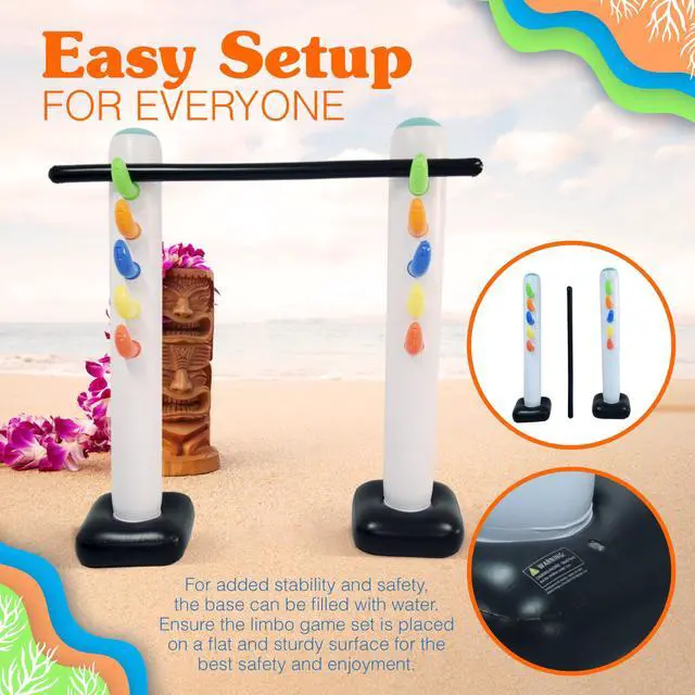 Alt view image 2 of 7 - Inflatable Limbo Game for Kids Adults 62" Luau Party Game, Indoor Outdoor Inflatable Lawn Yard Games, Summer Hawaiian Birthday Activity Carnival Game