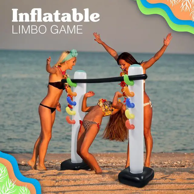 Alt view image 4 of 7 - Inflatable Limbo Game for Kids Adults 62" Luau Party Game, Indoor Outdoor Inflatable Lawn Yard Games, Summer Hawaiian Birthday Activity Carnival Game