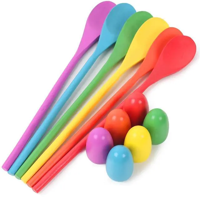 Main image of 12 PCS Egg Spoon Race Game Sets, Wooden Balance Relay Games for Kids Carnival Birthday Party Outdoor Spring Group Obstacle Course Game Field Day Party Favors