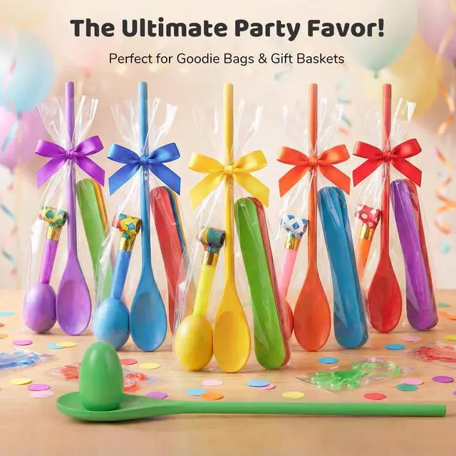 Alt view image 5 of 6 - 12 PCS Egg Spoon Race Game Sets, Wooden Balance Relay Games for Kids Carnival Birthday Party Outdoor Spring Group Obstacle Course Game Field Day Party Favors