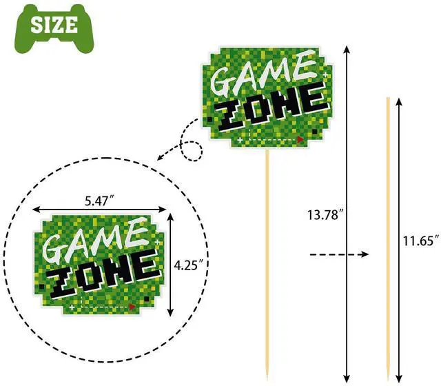 Alt view image 2 of 7 - 30 Pieces Video Game Gaming Party Table Toppers, Funny Game Zone Centerpieces Sticks Table Decorations Game On Birthday Party Decor Photo Booth Props for Boys Birthday Party Favors