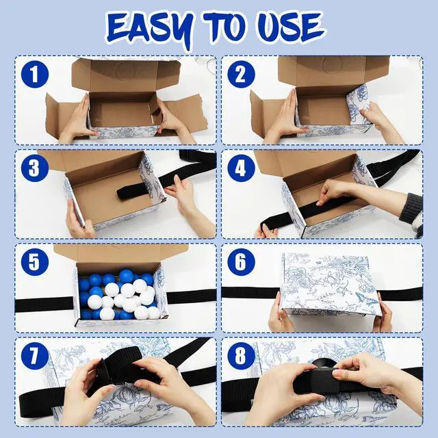 Alt view image 3 of 7 - 4 Pack Shaking Swing Balls Game Set Waist Shake Box Kit with Blue White Ping Pong Balls Chinoiserie Blue Flower Game Boxes for Bachelorette Party Wedding Bride Shower