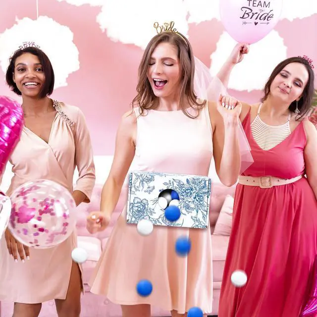 Alt view image 4 of 7 - 4 Pack Shaking Swing Balls Game Set Waist Shake Box Kit with Blue White Ping Pong Balls Chinoiserie Blue Flower Game Boxes for Bachelorette Party Wedding Bride Shower