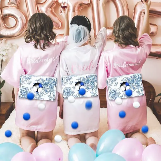 Alt view image 5 of 7 - 4 Pack Shaking Swing Balls Game Set Waist Shake Box Kit with Blue White Ping Pong Balls Chinoiserie Blue Flower Game Boxes for Bachelorette Party Wedding Bride Shower