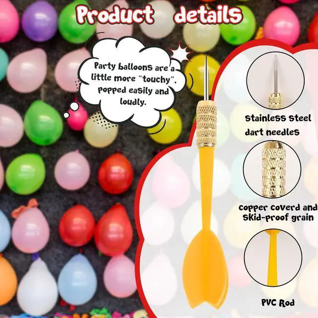 Alt view image 5 of 6 - 1000PCS Carnival Games Darts & Balloons Set, 6inch Circus Decorations Water Balloons with 10PCS Darts for Carnival Party Supplies
