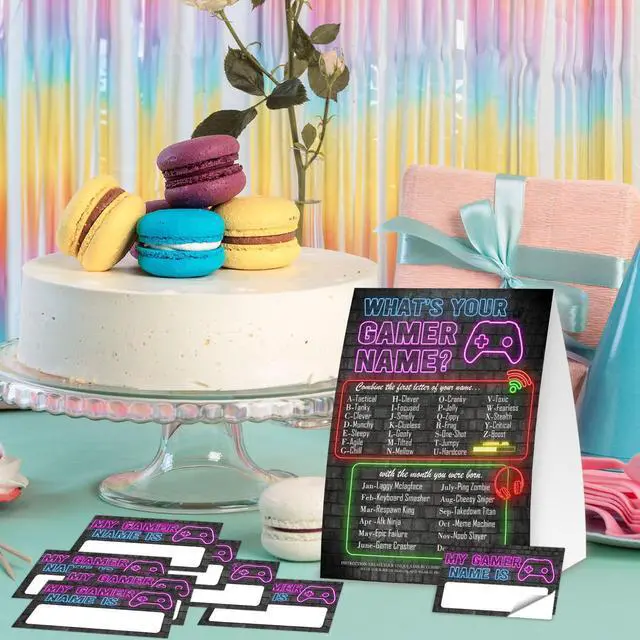 Alt view image 3 of 6 - Gamer Birthday Party Decorations, Funny Video Game Party Night Favors Set,What's Your Gamer Name Perfect for Birthday Party Baby Shower Activities(31pcs)