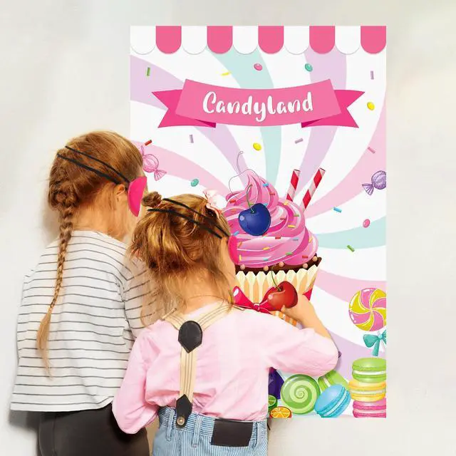 Alt view image 4 of 7 - Pin the Cherry on the Cupcake Game With 36 Pcs Cherries Large Cupcake Party Games Poster for Kids Girls Candy Birthday Party Carnival Party Supplies