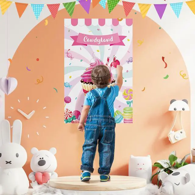 Alt view image 7 of 7 - Pin the Cherry on the Cupcake Game With 36 Pcs Cherries Large Cupcake Party Games Poster for Kids Girls Candy Birthday Party Carnival Party Supplies